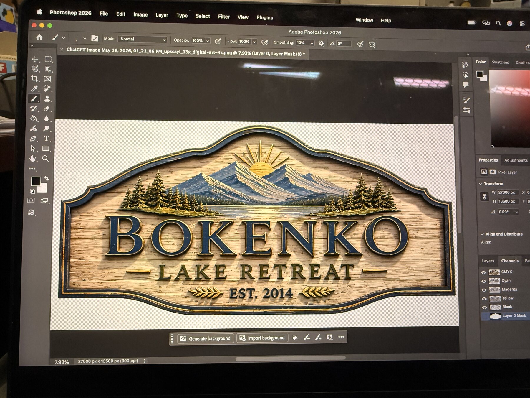 Digital artwork development for the Bokenko Lake Retreat boathouse sign