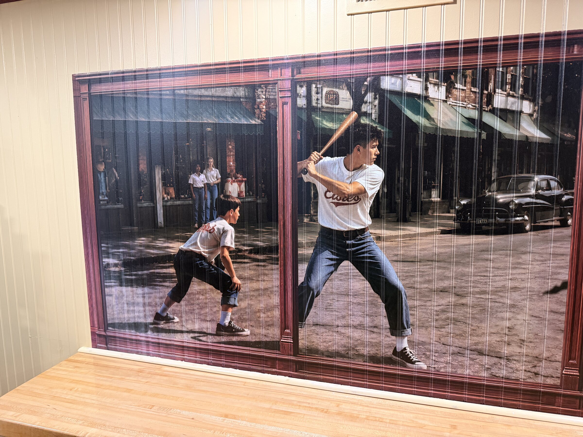 Straight on view of the stickball batter