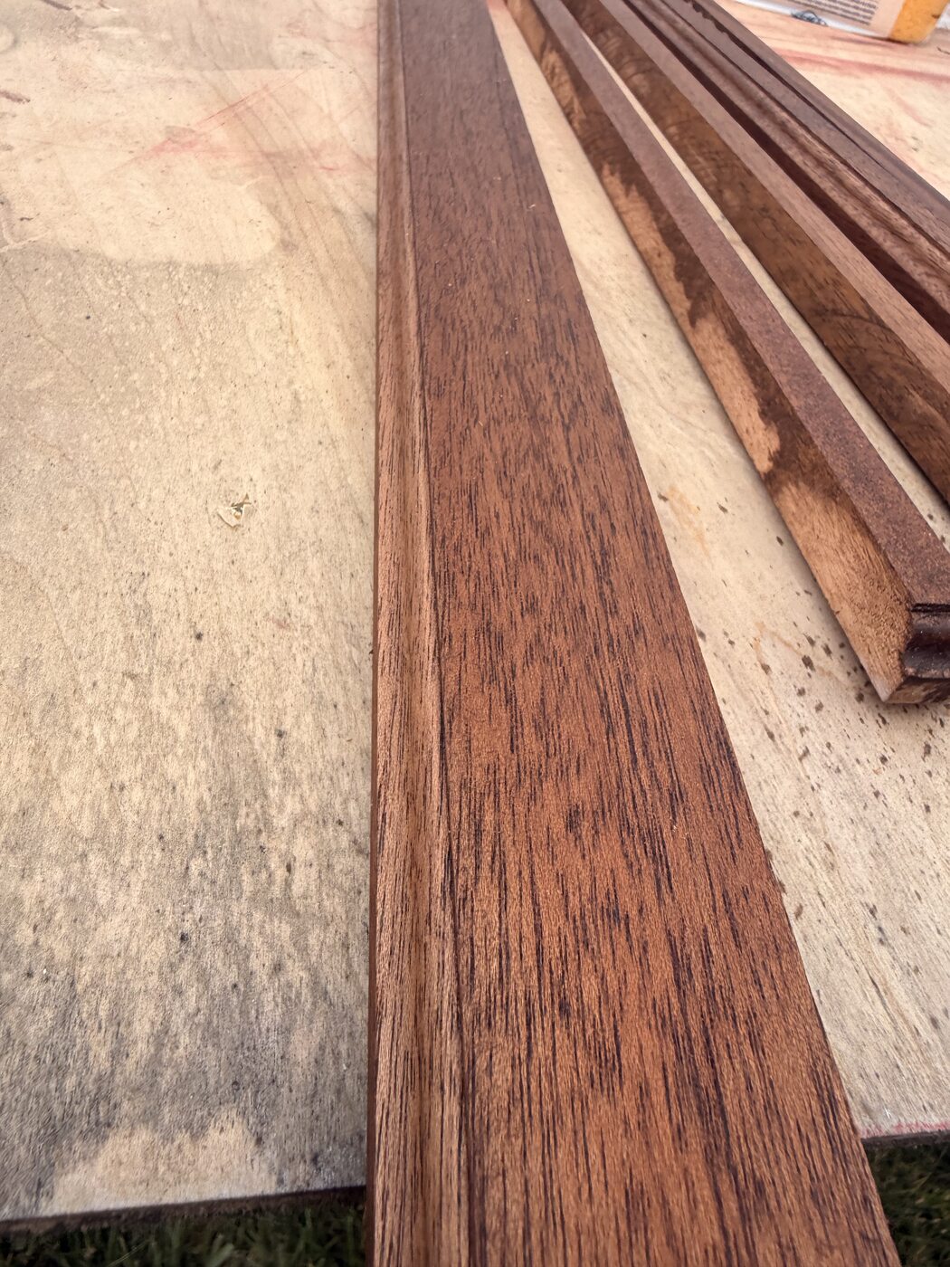 Close view of a mahogany edge detail photographed for the project