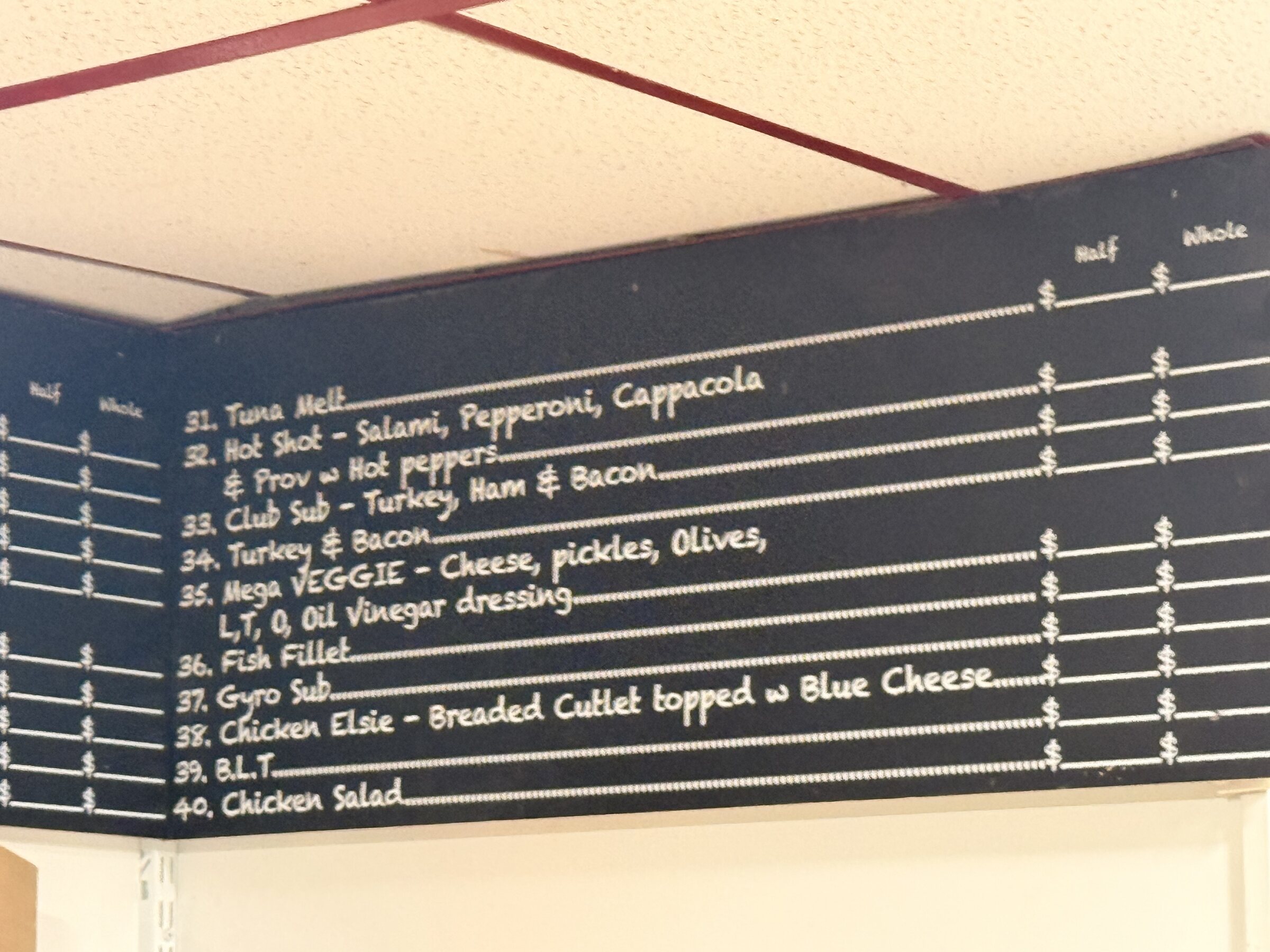 Menu board center right panel