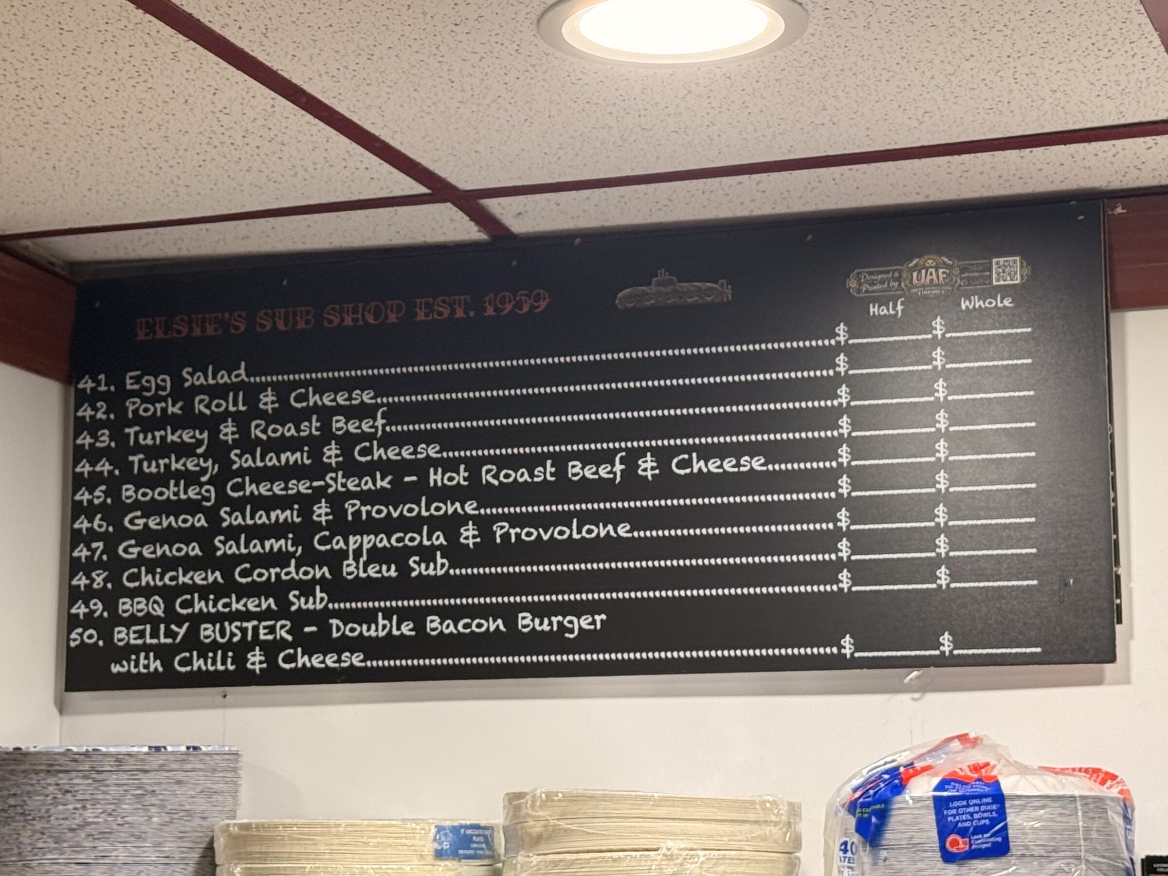 Menu board right panel