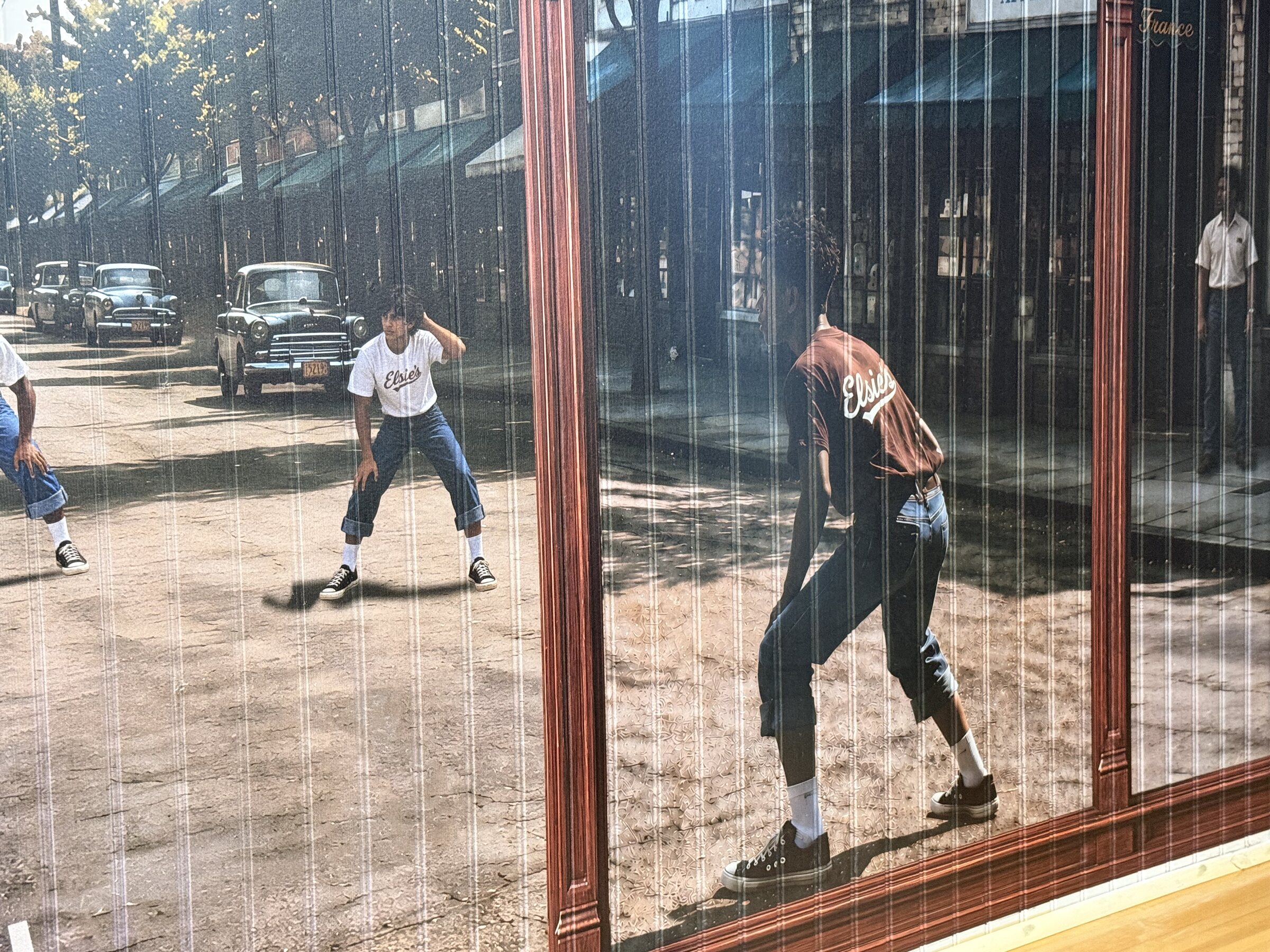 Detail of the stickball player character being printed